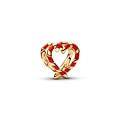 Pandora PANDORA SHINE 765063C01 Candy cane heart 14k gold-plated charm with red enamel