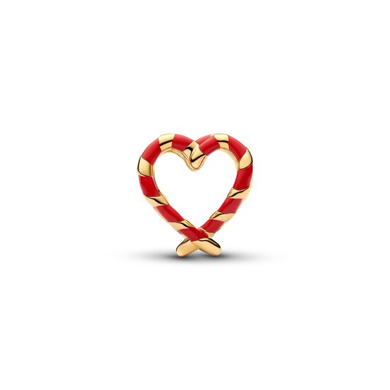 Pandora PANDORA SHINE 765063C01 Candy cane heart 14k gold-plated charm with red enamel