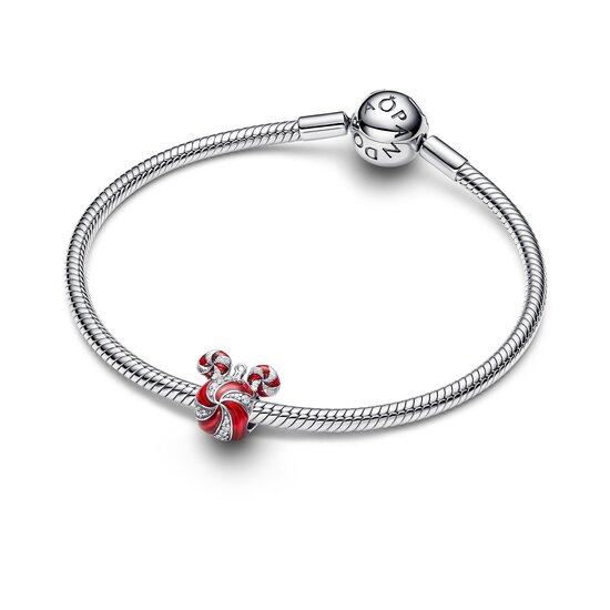 Pandora PANDORA DISNEY 794948C01 Mickey ornament sterling silver charm with zirconia and red enamel