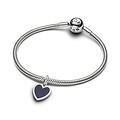 Pandora PANDORA 735088C01 Engravable heart platinum-plated dangle with blue glitter enamel