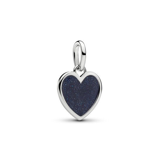 Pandora PANDORA 735088C01 Engravable heart platinum-plated dangle with blue glitter enamel