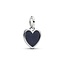 Pandora PANDORA 735088C01 Engravable heart platinum-plated dangle with blue glitter enamel