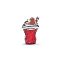 Pandora PANDORA 795062C01 Gingerbread drink sterling silver charm with bioresin man-made mother of pearl, red zirconia, green and red enamel