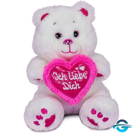 HL HL - Bär mit Herz "Ich liebe dich" - Weiß / Pink - 20 cm - Plüschtier