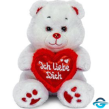 HL Bär mit Herz "Ich liebe dich" - Weiß / Rot - 20 cm - Plüschtier