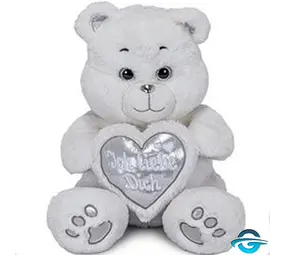 HL Bär mit Herz "Ich liebe dich" - Weiß / Silber - 20 cm - Plüschtier HL Bär mit Herz "Ich liebe dich" - Weiß / Silber - 20 cm - Plüschtier