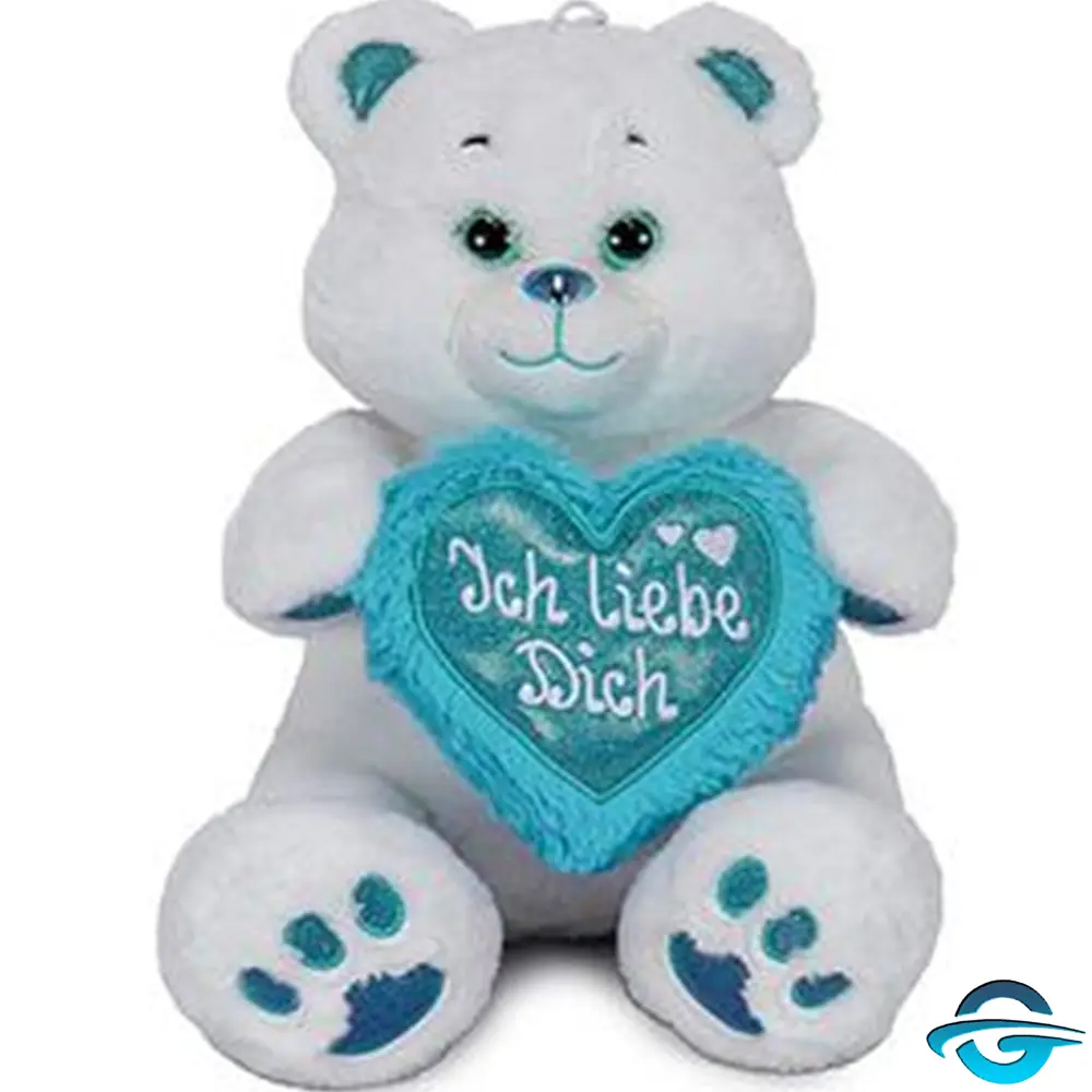 HL HL - Bär mit Herz "Ich liebe dich" - Weiß / Türkis - 20 cm - Plüschtier HL HL - Bär mit Herz "Ich liebe dich" - Weiß / Türkis - 20 cm - Plüschtier