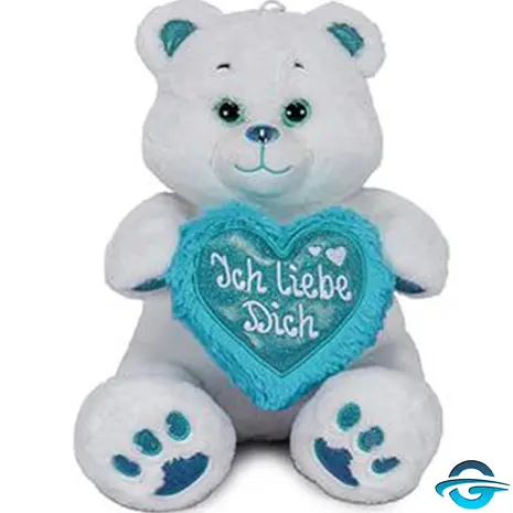 HL HL - Bär mit Herz "Ich liebe dich" - Weiß / Türkis - 20 cm - Plüschtier HL HL - Bär mit Herz "Ich liebe dich" - Weiß / Türkis - 20 cm - Plüschtier