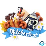 Creation Gross Oktoberfest Schmankerl mit Akkordeon - Blau - 3D Magnet - 5,5 x 8 cm
