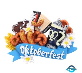 Creation Gross Oktoberfest Schmankerl mit Akkordeon - Blau - 3D Magnet - 5,5 x 8 cm