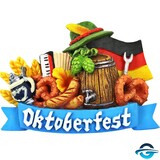 Creation Gross Oktoberfest Schmankerl mit Deutschlandflagge - Blau - 3D Magnet - 5,5 x 8 cm