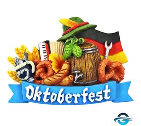 Creation Gross Oktoberfest Schmankerl mit Deutschlandflagge - Blau - 3D Magnet - 5,5 x 8 cm
