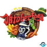 Creation Gross Oktoberfest Schmankerl mit Bierfass & Bierkrug - Rote Schrift - 3D  Magnet - 5,5 x 8 cm