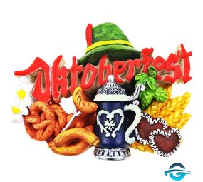 Creation Gross Oktoberfest Schmankerl mit Hut - Rote Schrift - 3D Magnet - 5,5 x 8 cm