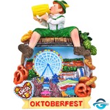 Creation Gross Bayer auf Oktoberfest - Bierfass mit Wiesenblick - 3D Magnet - 7,5 cm