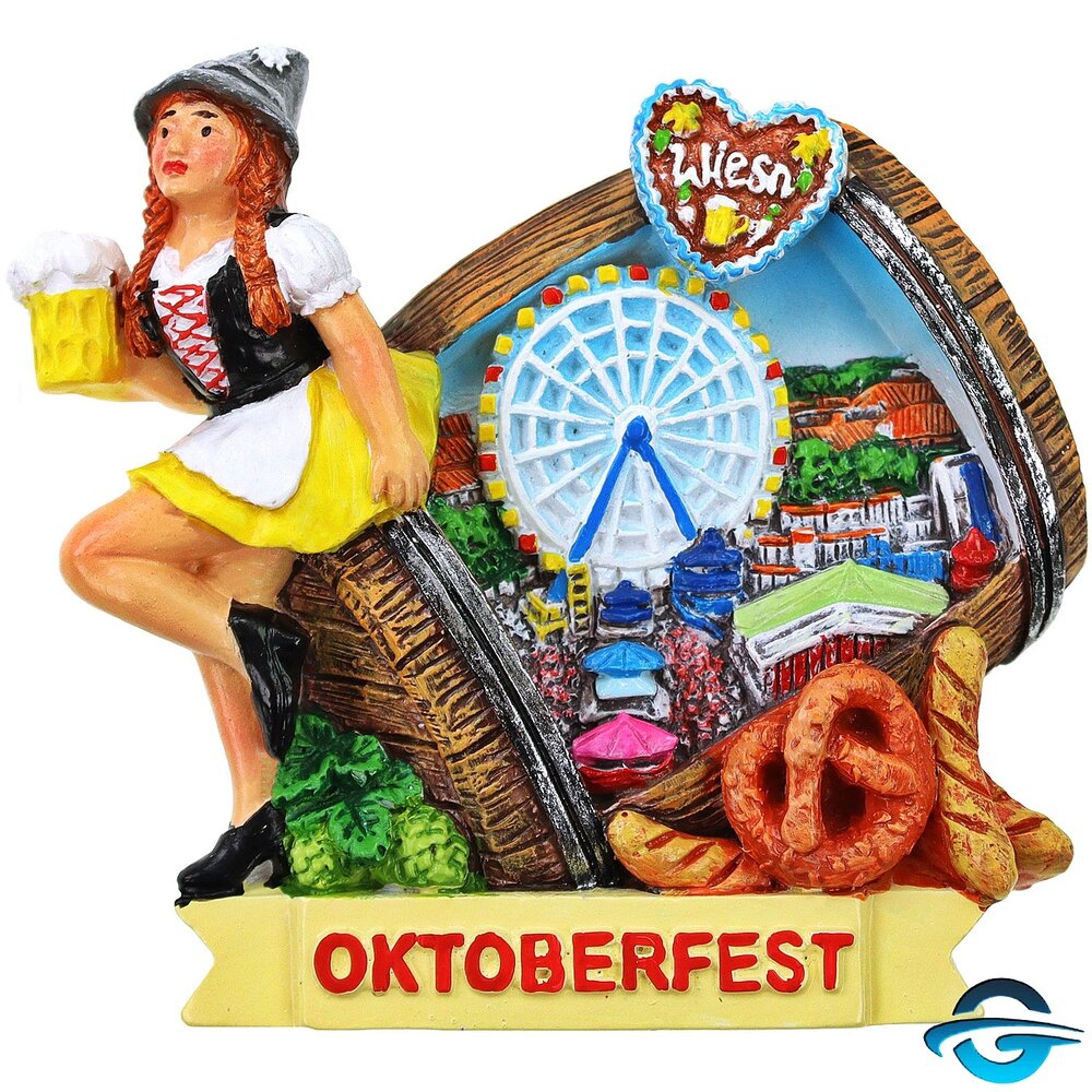 Creation Gross Creation Gross - Bayerin auf Oktoberfest - Bierfass mit Wiesenblick - 3D Magnet - 7cm Creation Gross Creation Gross - Bayerin auf Oktoberfest - Bierfass mit Wiesenblick - 3D Magnet - 7cm