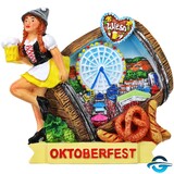 Creation Gross Bayerin auf Oktoberfest - Bierfass mit Wiesenblick - 3D Magnet - 7cm