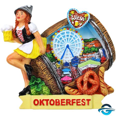 Creation Gross Creation Gross - Bayerin auf Oktoberfest - Bierfass mit Wiesenblick - 3D Magnet - 7cm Creation Gross Creation Gross - Bayerin auf Oktoberfest - Bierfass mit Wiesenblick - 3D Magnet - 7cm