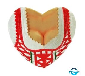 Creation Gross Herz mit Trachtendekolleté aus Poly - Rot - 3D Magnet - 2 x 6 cm