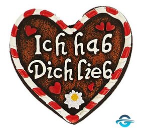 Creation Gross Lebkuchen Herz - Ich hab dich lieb - 3D Magnet - 6 x 6 cm