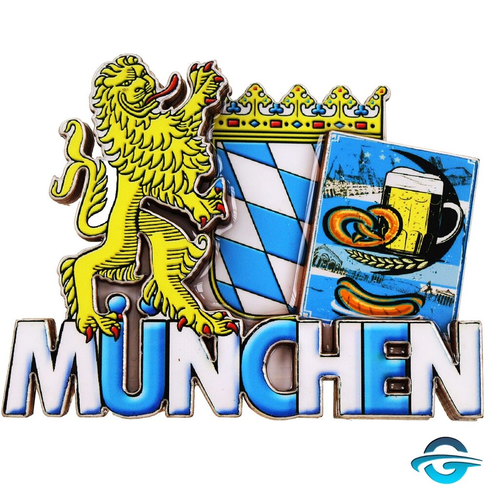 Creation Gross Creation Gross - Münchener Löwen Wappen - Epoxid Überzug - 3D Magnet - 8,5 x 6,5 cm