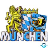 Creation Gross Münchener Löwen Wappen - Epoxid Überzug - 3D Magnet - 8,5 x 6,5 cm