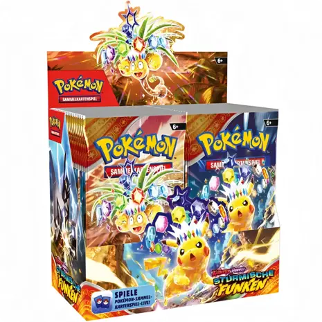 Pokémon Pokémon TCG Karmesin & Purpur – Stürmische Funken Booster Sammelkarten Display (36 Booster) - Deutsche Version Pokémon Pokémon TCG Karmesin & Purpur – Stürmische Funken Booster Sammelkarten Display (36 Booster) - Deutsche Version