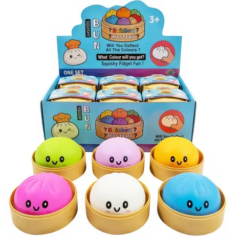 W&Q Mystery Dumpling Squishy Bun Teigtasche – Fidget Toy Knautschspielzeug mit zäher Maltose-Füllung TikTok Trend (5,3 cm)