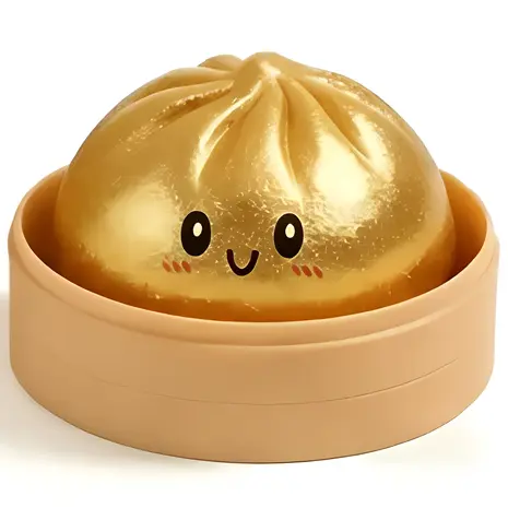 W&Q Mystery Dumpling Squishy Bun Teigtasche – Fidget Toy Knautschspielzeug mit zäher Maltose-Füllung TikTok Trend (5,3 cm)