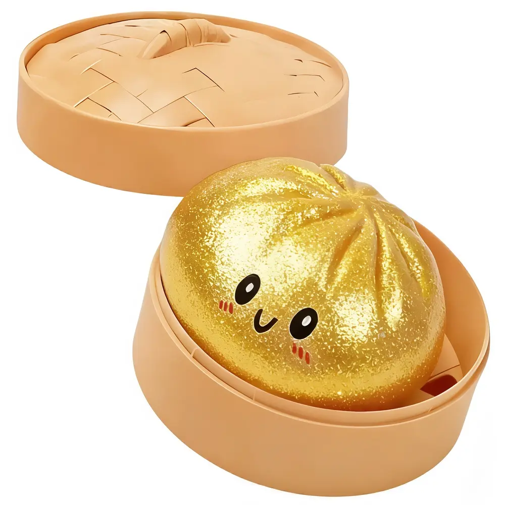 W&Q Mystery Dumpling Squishy Bun Teigtasche – Fidget Toy Knautschspielzeug mit zäher Maltose-Füllung TikTok Trend (5,3 cm)