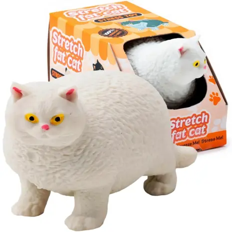 Puckator Anti-Stress Stretch Fat Cat White – Dehnbarer Katzen Squishy mit Sand-Füllung Fidget Toy TikTok Trend (10 cm)