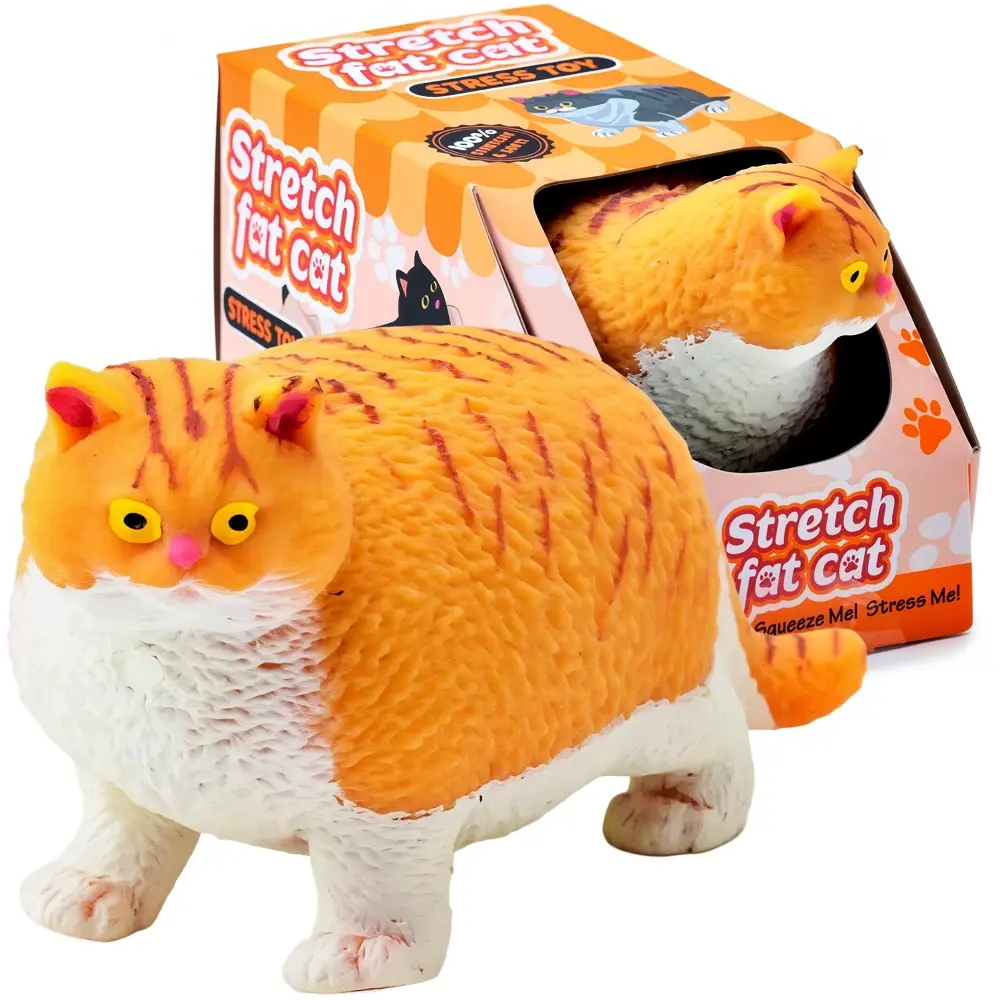 Puckator Anti-Stress Stretch Fat Cat Orange – Dehnbarer Katzen Squishy mit Sand-Füllung Fidget Toy TikTok Trend (10 cm)