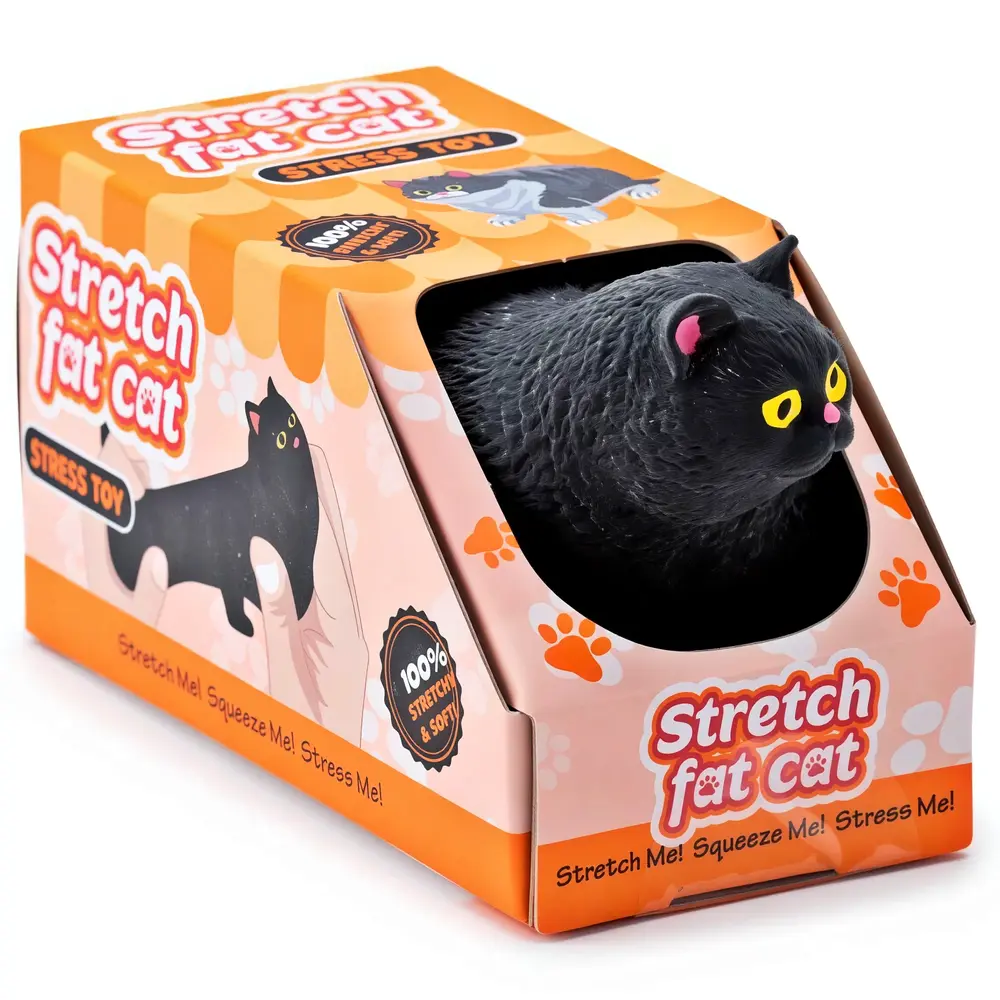 Puckator Anti-Stress Stretch Fat Cat Black – Dehnbarer Katzen Squishy mit Sand-Füllung Fidget Toy TikTok Trend (10 cm)