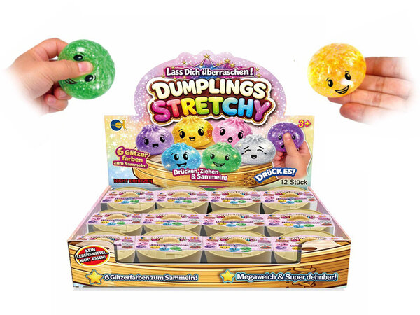 Fun Trading Dumpling Squishy Stretchy Maltose Glitzer - Fidget Toy Mystery Blind Box TikTok Trend (5,3 cm)