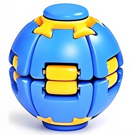 Sun-Vi 3D Spin Fidget Ball Blau – Transformierbarer Fidget Spinner & Schreibtisch Gadget, Anti-Stress Spielzeug für Kinder & Erwachsene (6 cm)