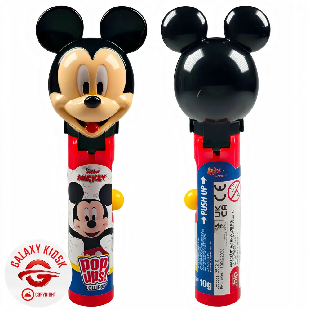 BIP Pop Ups Disney Lollipop Mickey Mouse 10g – Lutscher mit Spielzeug-Schutzhülle