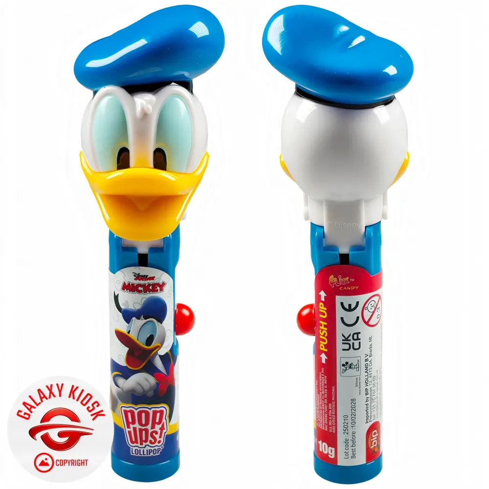 BIP Pop Ups Disney Lollipop Dagobert Duck 10g – Lutscher mit Spielzeug-Schutzhülle