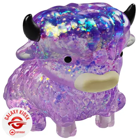 Fun Trading Stretchy Glitzer Kuh Squishy Lila – TikTok Anti-Stress Spielzeug im Highland Cow Look