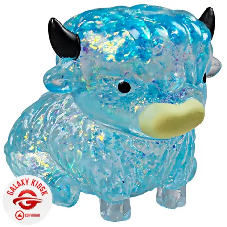 Fun Trading Stretchy Glitzer Kuh Squishy Blau – TikTok Anti-Stress Spielzeug im Highland Cow Look