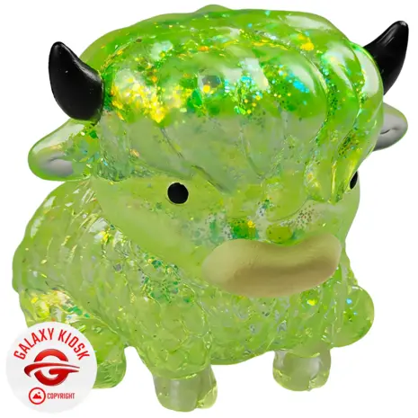 Fun Trading Stretchy Glitzer Kuh Squishy Grün – TikTok Anti-Stress Spielzeug im Highland Cow Look