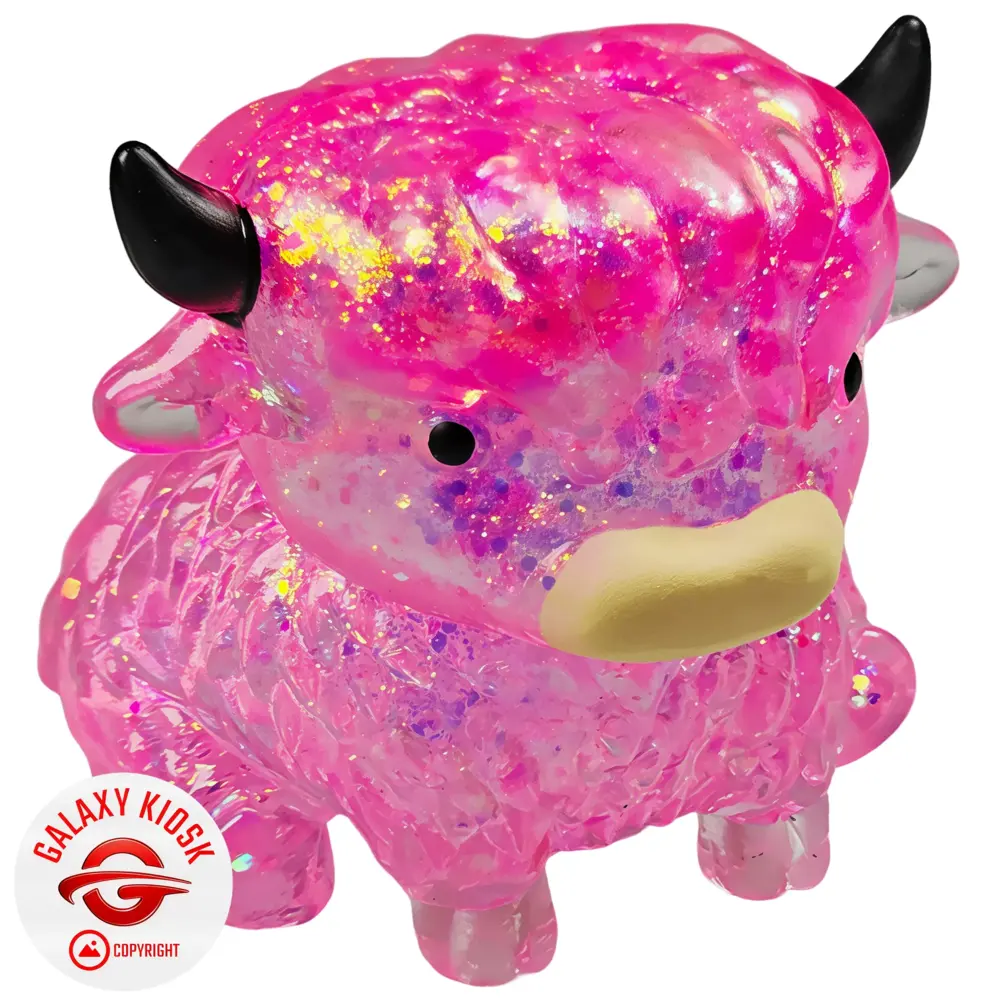 Fun Trading Stretchy Glitzer Kuh Squishy Pink – TikTok Anti-Stress Spielzeug im Highland Cow Look