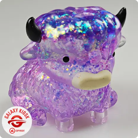 Fun Trading Stretchy Glitzer Kuh Squishy Lila – TikTok Anti-Stress Spielzeug im Highland Cow Look