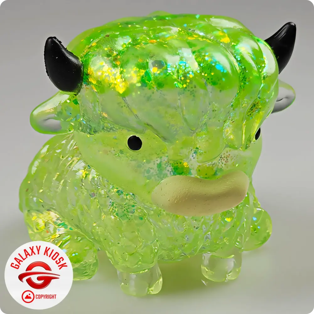 Fun Trading Stretchy Glitzer Kuh Squishy Grün – TikTok Anti-Stress Spielzeug im Highland Cow Look