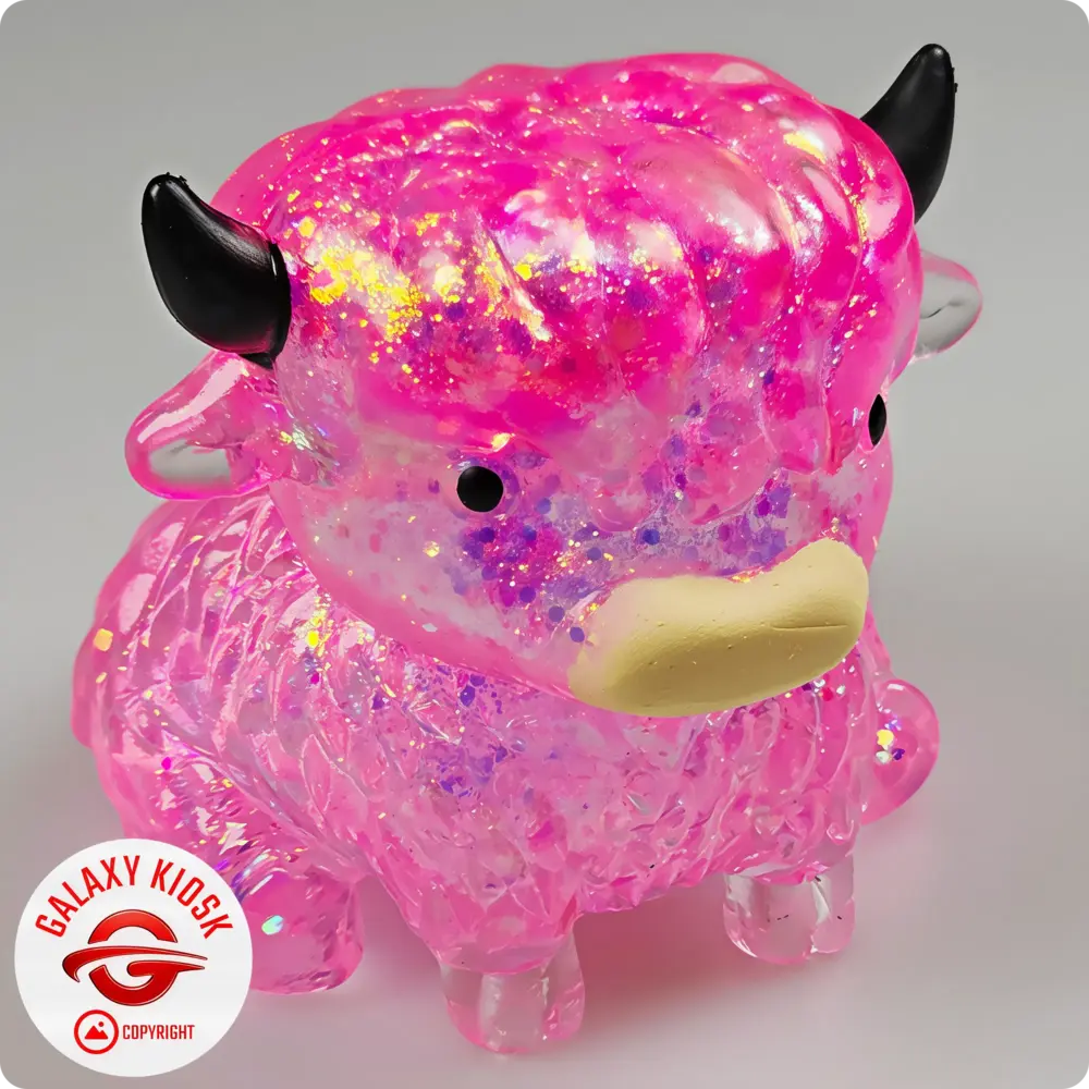 Fun Trading Stretchy Glitzer Kuh Squishy Pink – TikTok Anti-Stress Spielzeug im Highland Cow Look