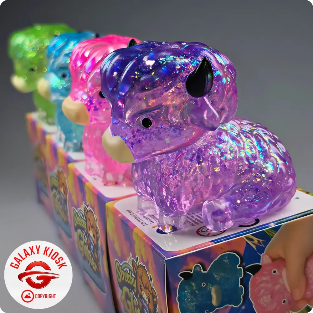 Fun Trading Stretchy Glitzer Kuh Squishy Blau – TikTok Anti-Stress Spielzeug im Highland Cow Look