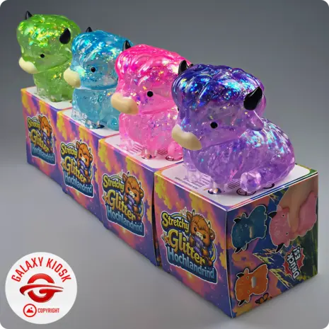 Fun Trading Stretchy Glitzer Kuh Squishy Pink – TikTok Anti-Stress Spielzeug im Highland Cow Look
