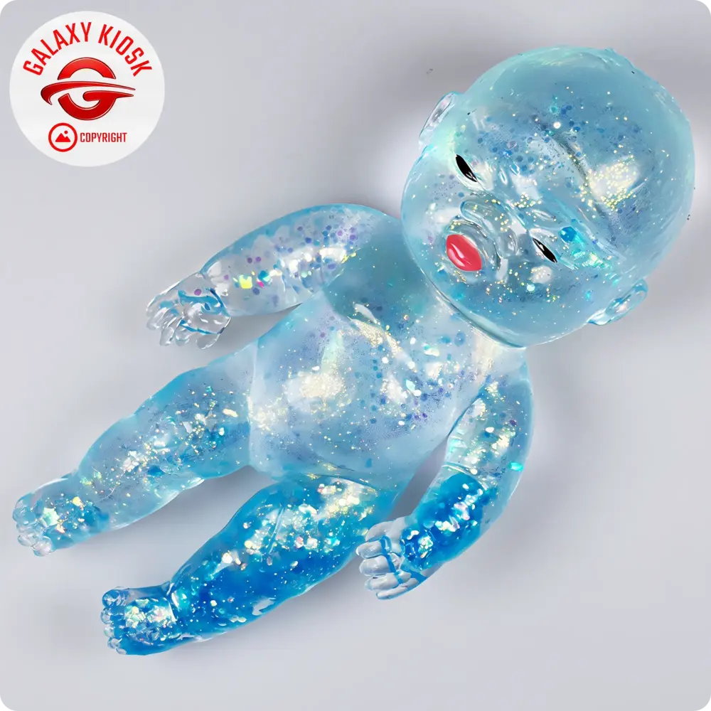 Fun Trading Baby Maltose Squishy Glitzer Blau (13,5 cm) – Antistress & TikTok Knautsch-Spielzeug