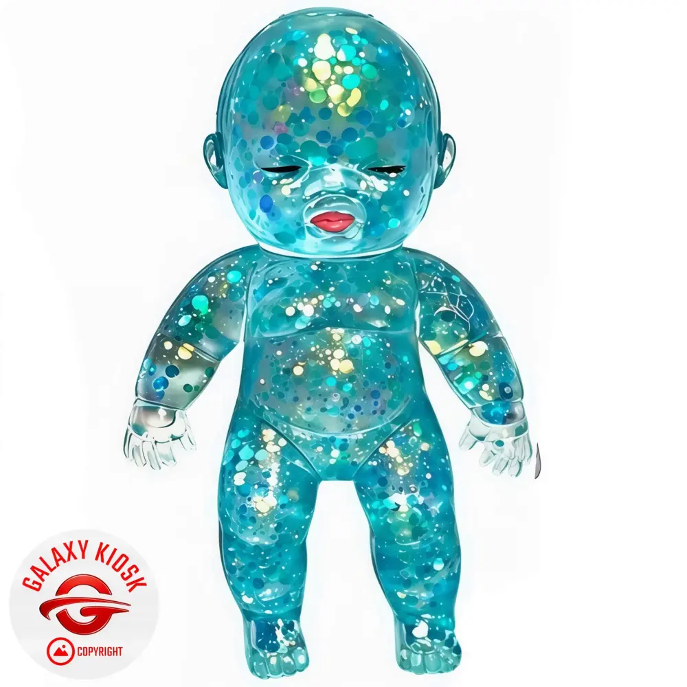 Fun Trading Baby Maltose Squishy Glitzer Blau (13,5 cm) – Antistress & TikTok Knautsch-Spielzeug