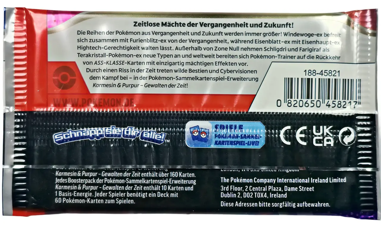 Pokémon Pokémon TCG Karmesin & Purpur: Gewalten der Zeit Booster (1 Booster / 10 Karten) – Deutsche Version