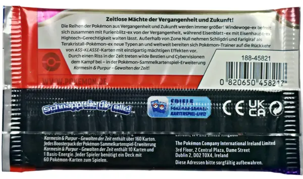 Pokémon Pokémon TCG Karmesin & Purpur: Gewalten der Zeit Booster (1 Booster / 10 Karten) – Deutsche Version